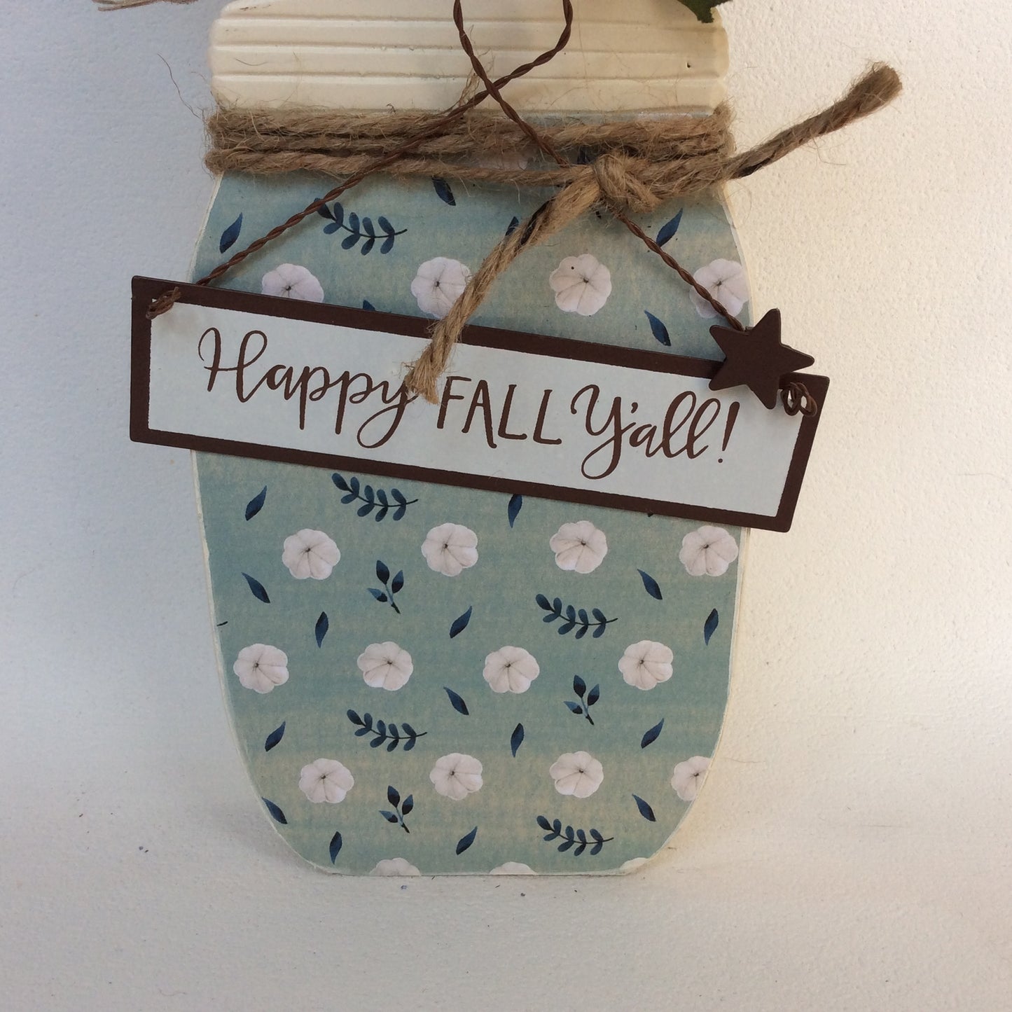 AGD Fall Decor -Happy Fall Y'all Floral Wood Mason Jar Display