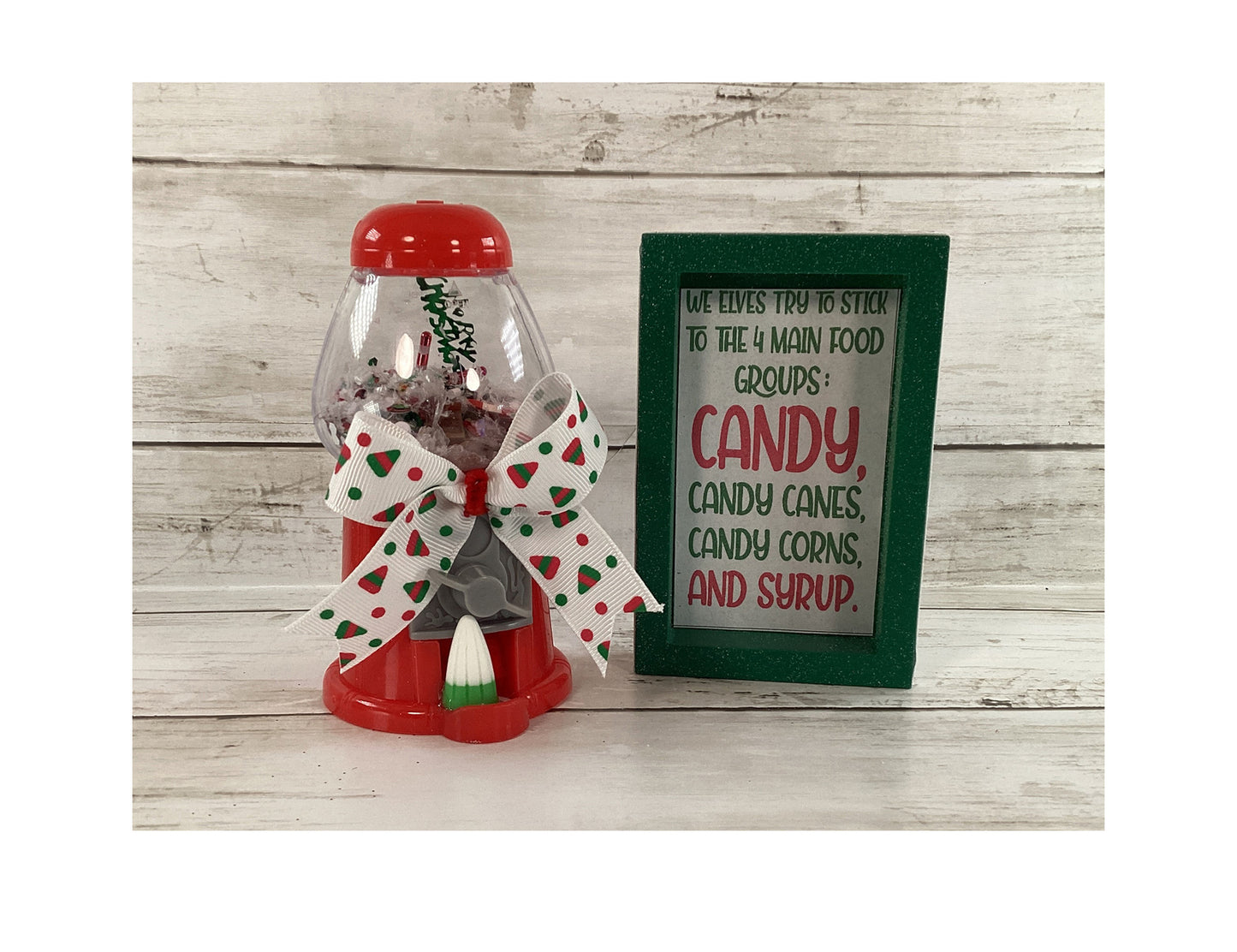 Christmas Decor Plastic Elf Candy Gumball Shaker 2pc Set