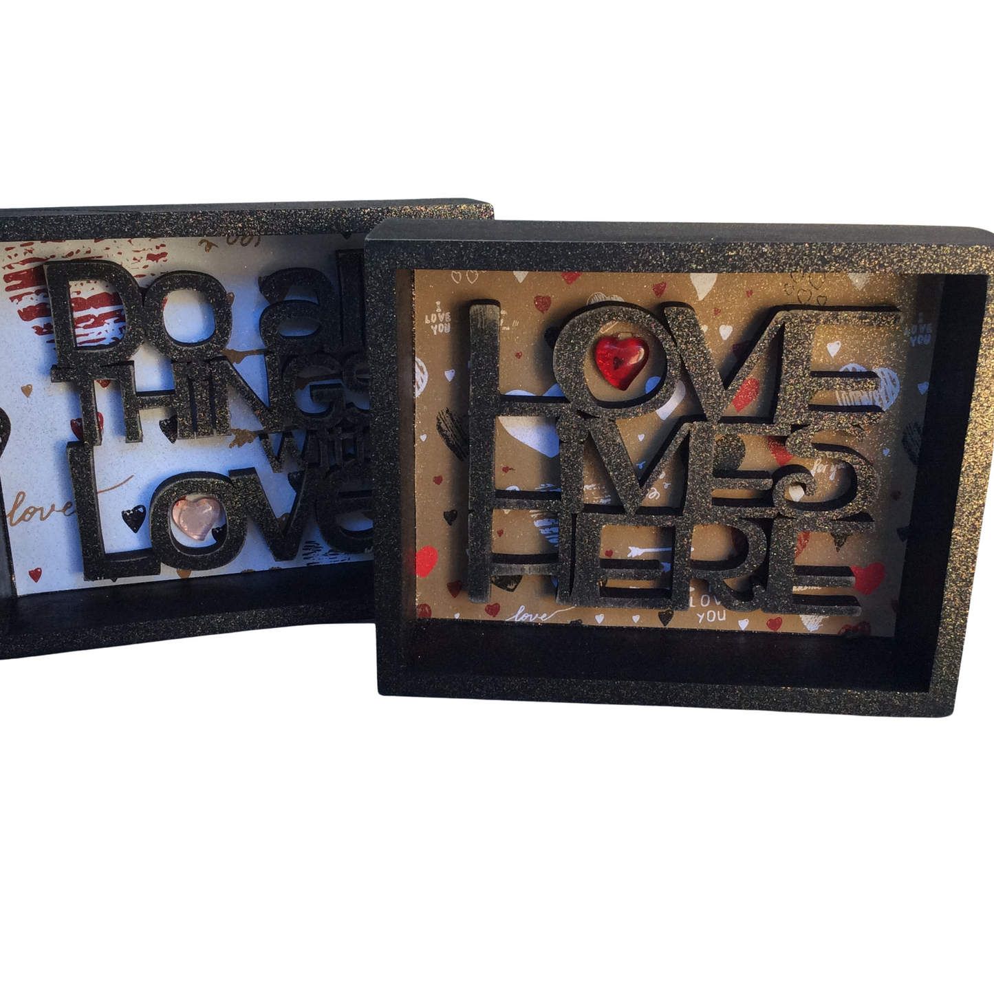 AGD Valentines Decor - Do All Things Love Lives Here Box Signs 2pc