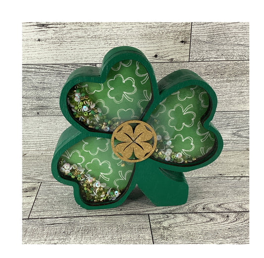 AGD Saint Patrick Decor - Irish Shamrock Chunky Wood Shaker Sitter