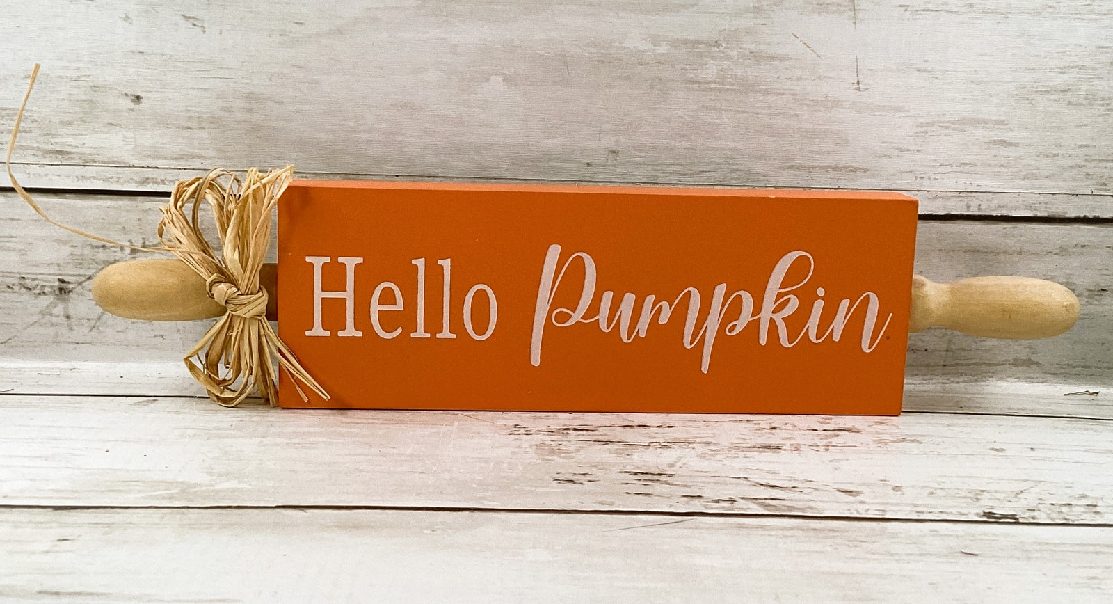 AGD Fall Decor - Falling Leaves Hello Pumpkin Wood Rolling Pin Signs 3pc