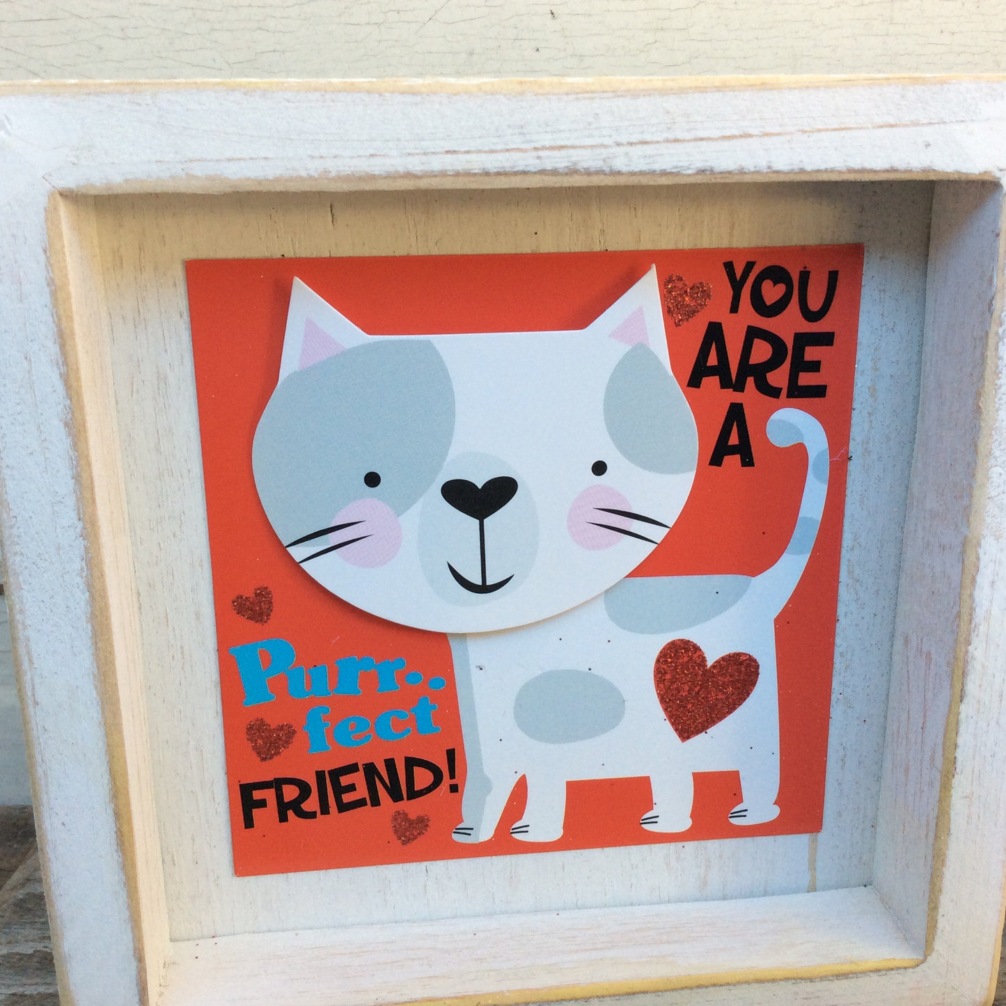 AGD Valentines Decor - Purfect Friend Pawsome Kitty Cat Box Signs 2pc Set