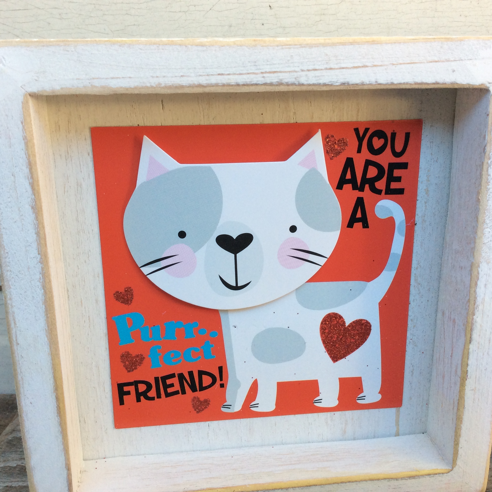 AGD Valentines Decor - Purfect Friend Pawsome Kitty Cat Box Signs 2pc Set