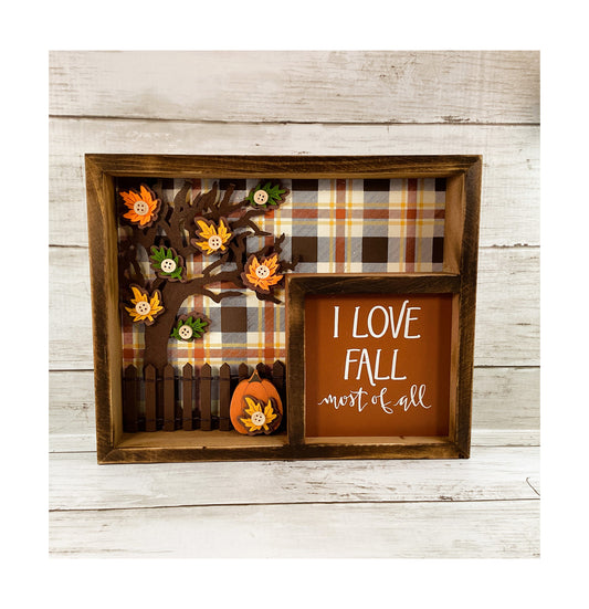 AGD Fall Decor - Love Fall Most Of All Inset Shadow Diorama Box Sign