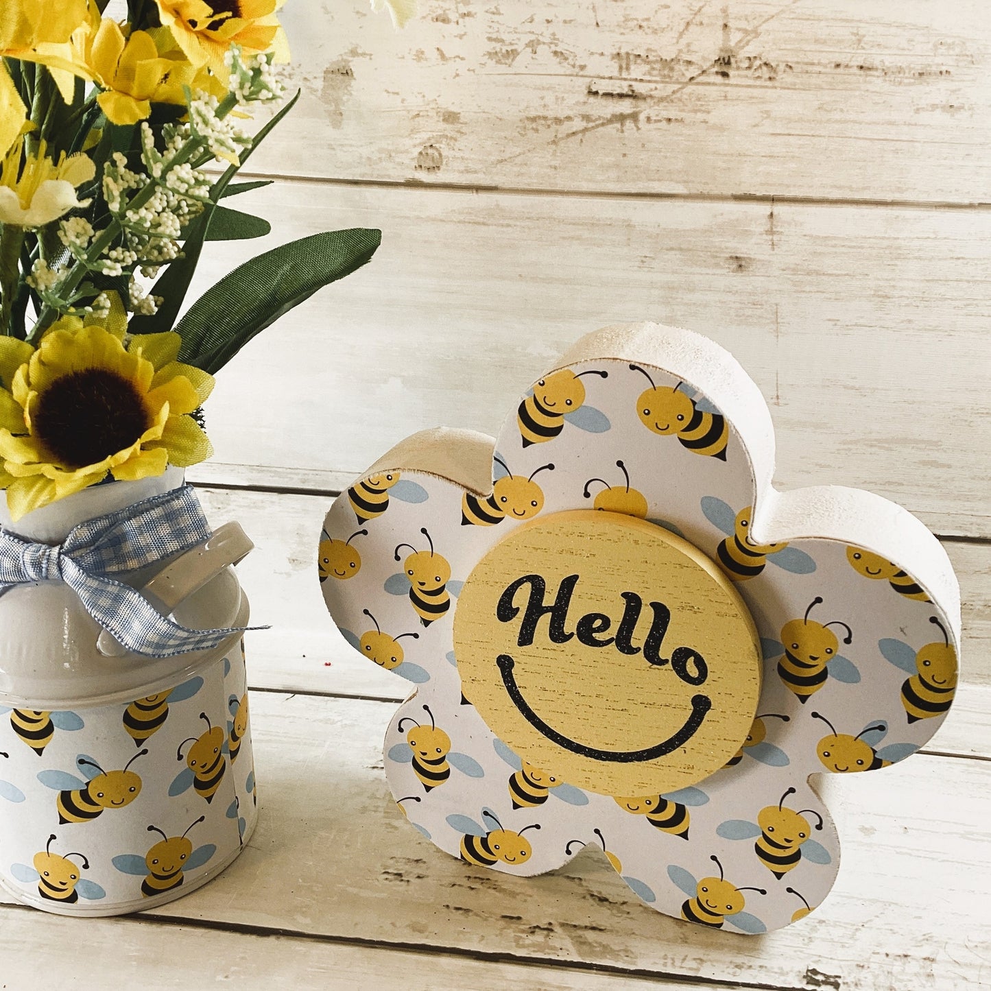 AGD Summer Decor - Hello Bee Chunky Flower and Floral Display 2pc