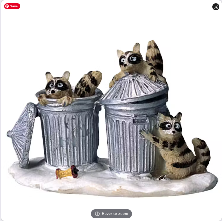 Lemax Village Accessory - Raccoon Trash Bandids Resin Figurine