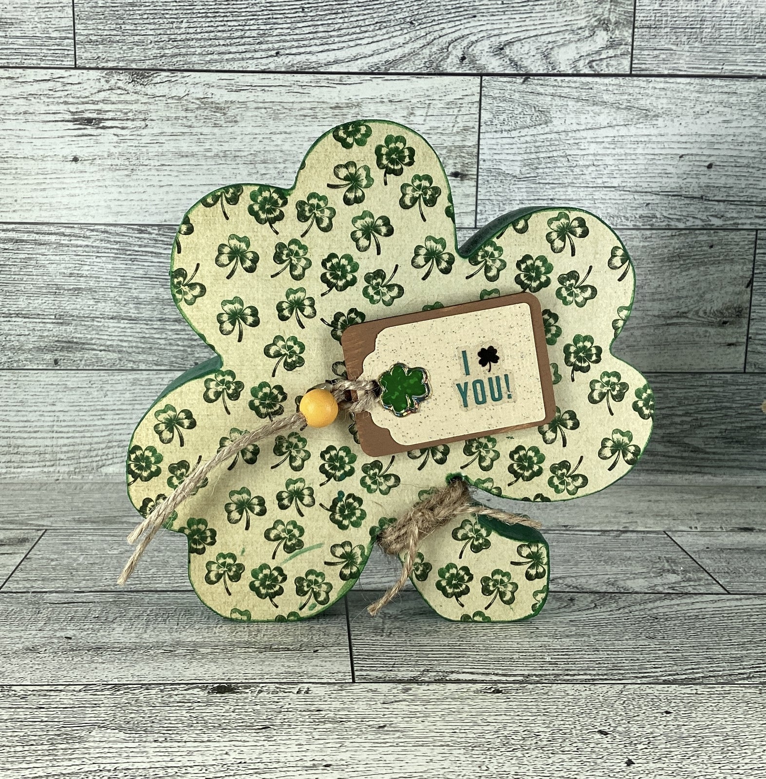 AGD Saint Patrick Decor - Chunky Wood Shamrock Sitter 3pc Set