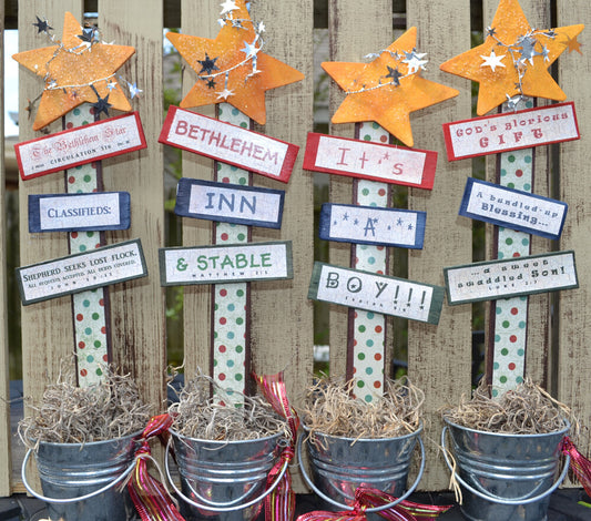 AGD CHRISTmas Decor - Prim Bethlehem Stable - PSP #7 4pc. Set