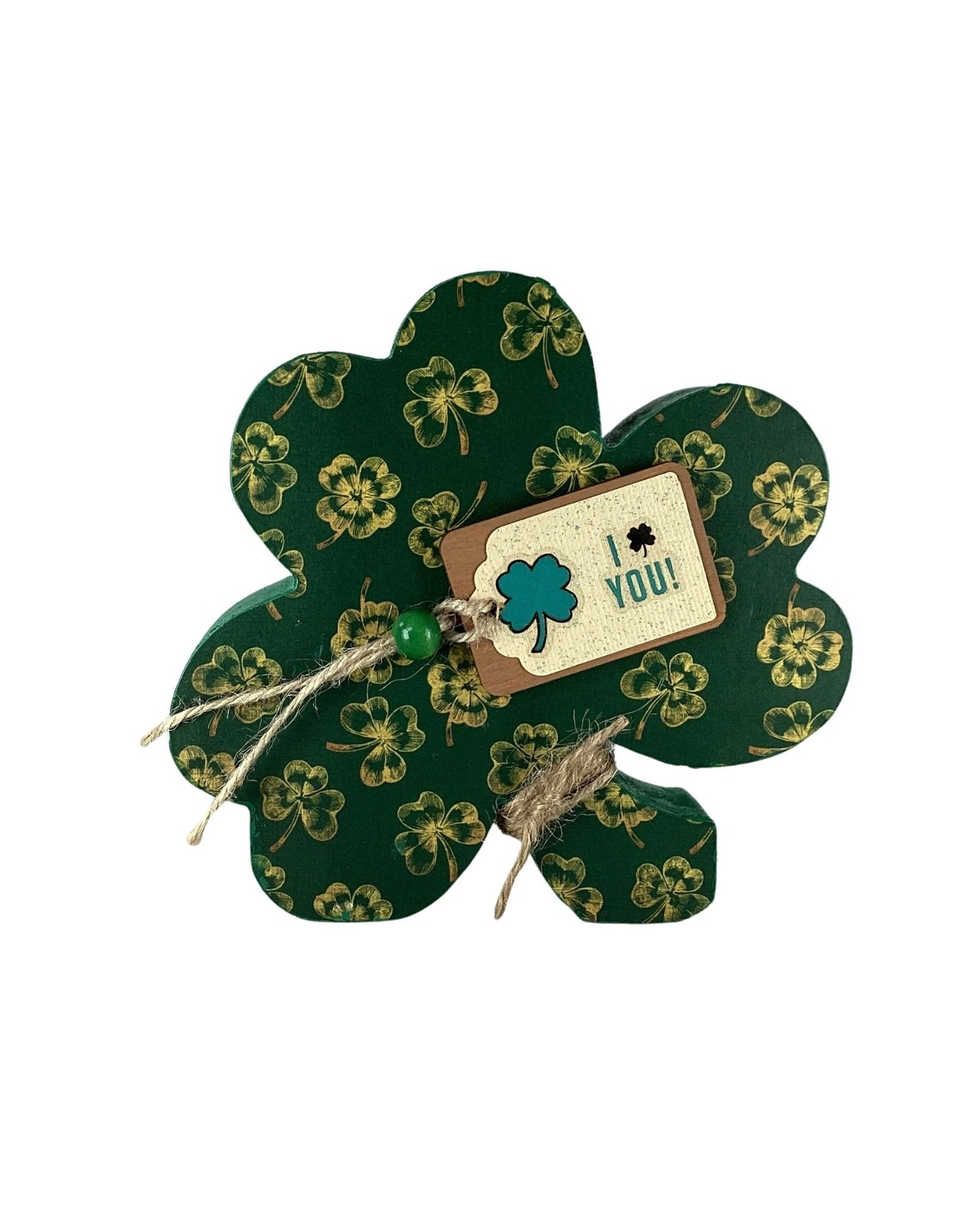 AGD Saint Patrick Decor - Chunky Wood Shamrock Sitter 3pc Set