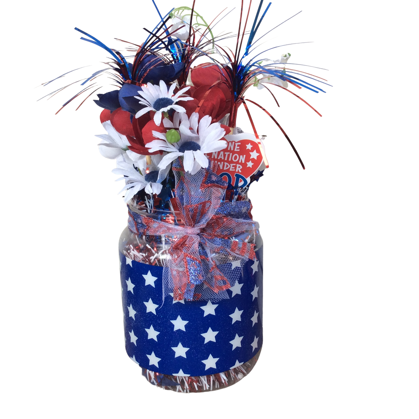 AGD Patriotic Decor - God Bless America Small Floral Centerpiece