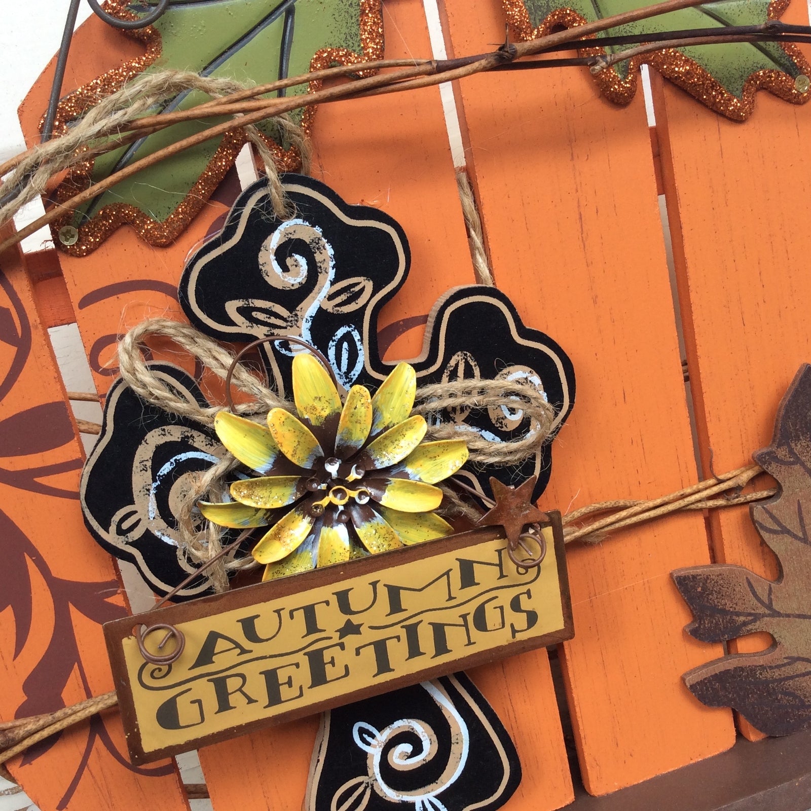 AG Designs Fall Decor - Slat Pallet Pumpkin - Cross & Autumn Greetings