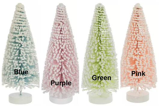 HL Christmas Decor - Pastel Flock Sisal Bottle-brush Tree 6-inch