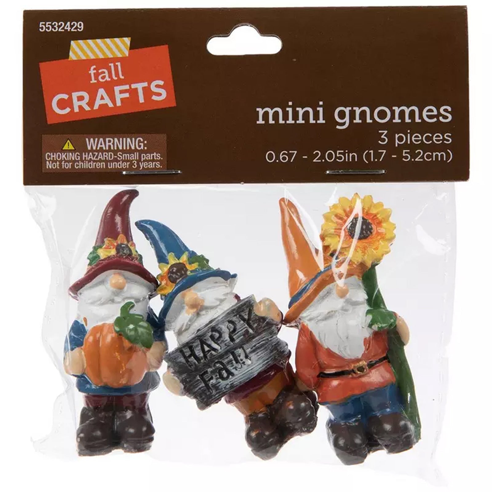 HL Fall Craft Decor - Miniature Resin Harvest Gnomes 3pc Set