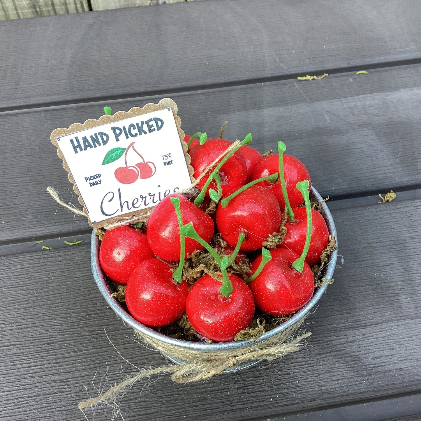 AGD Summer Decor - Hand Pick Cherry Theme Galvanized Tub Display