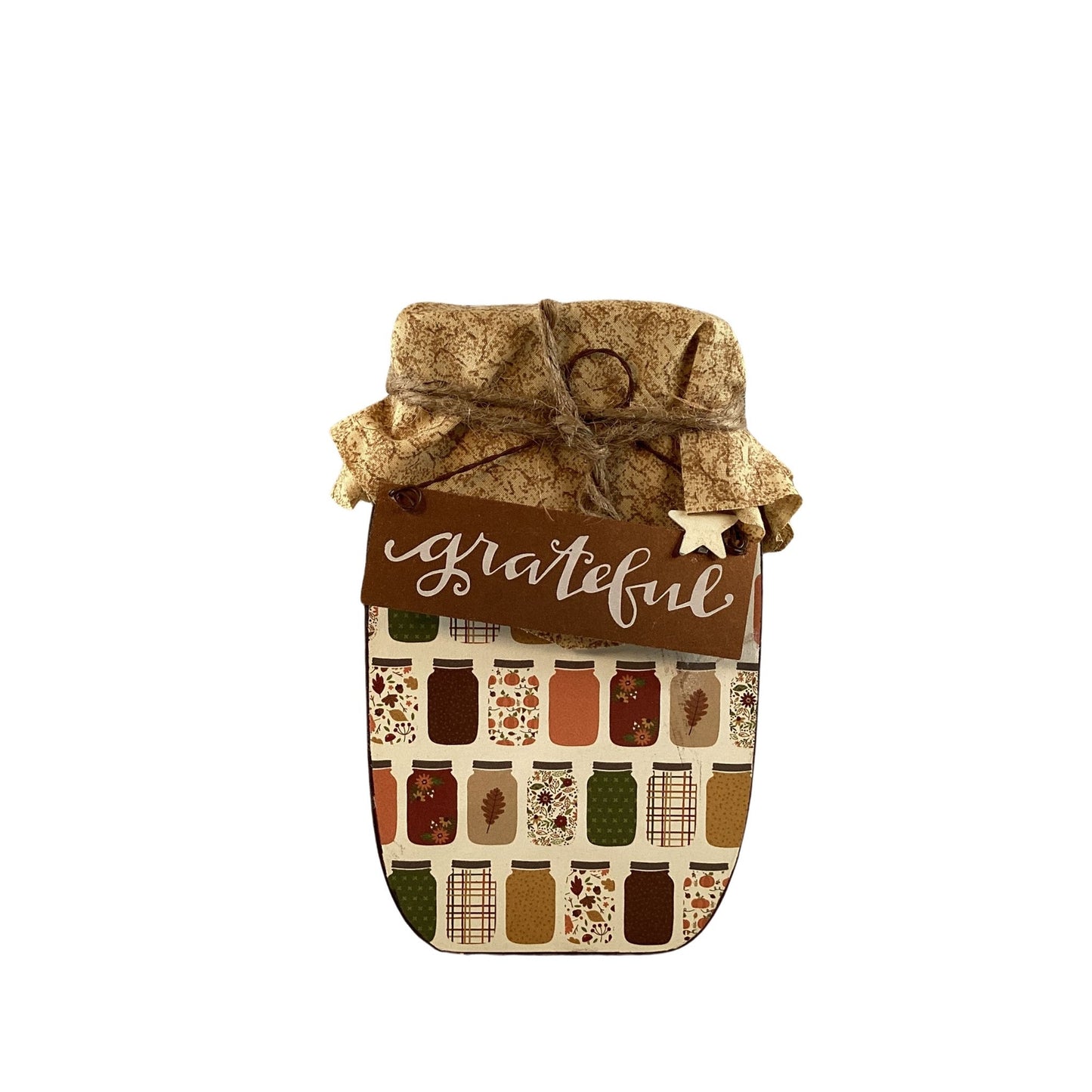AGD Fall Decor - Autumn Thankful Grateful Wood Mason Jar