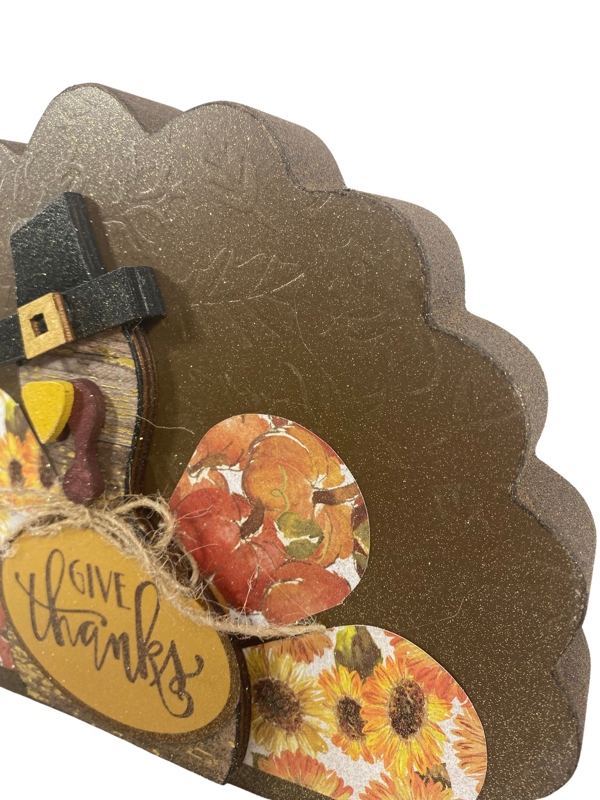 AGD Fall Decor - Reversible Give Thanks Chunky Wood Turkey Sign