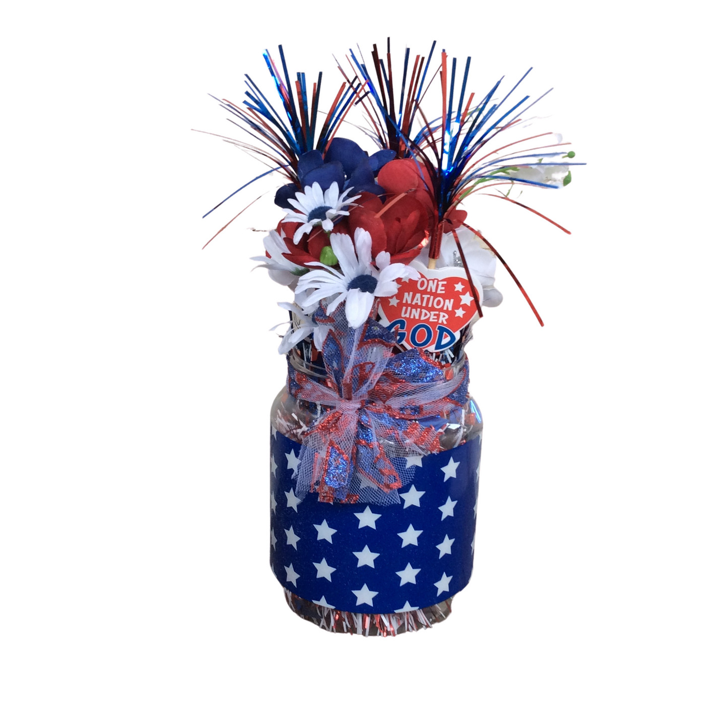 AGD Patriotic Decor - God Bless America Small Floral Centerpiece