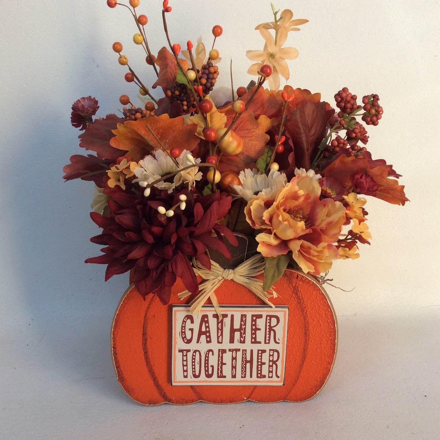 AGD Fall Decor-Harvest Thanksgiving Pumpkin Reversible Artificial Floral Display
