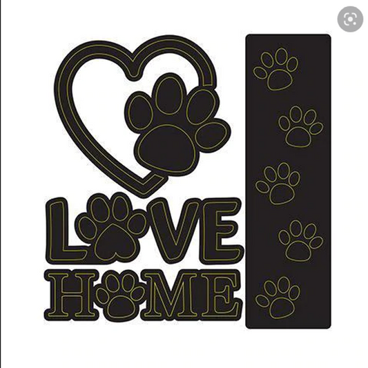 Darice Embossing Die Cuts - Home Love Pet Dog Cat Paw Set