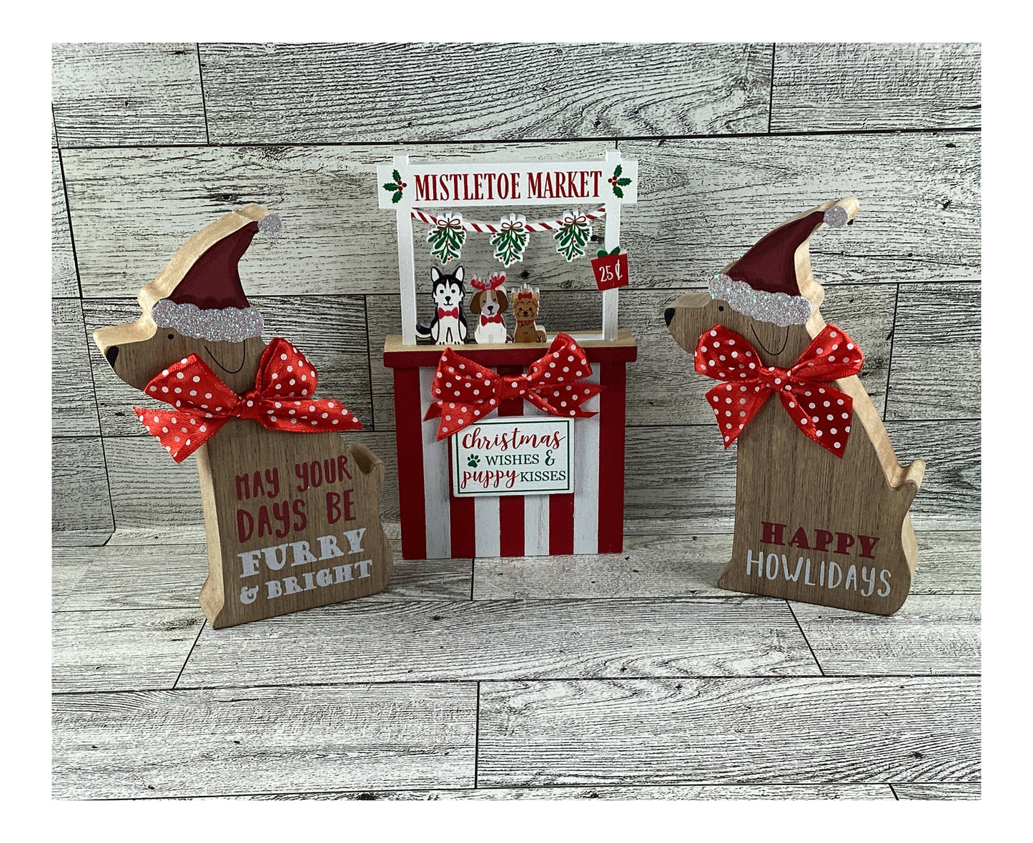 AGD Christmas Decor -Puppy Dog Santa Paw Tier Tray 3pc Set