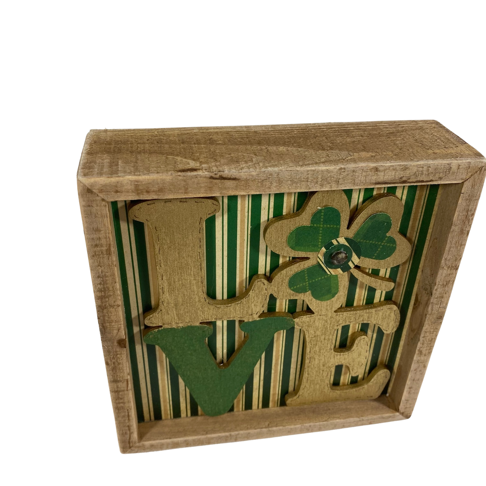 AGD St Patrick's Decor - Love Shamrock Clover Tiered Tray Inset Sign