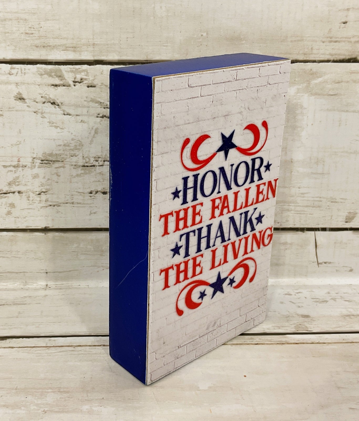 AGD Patriotic Decor - Memorial Veteran's Day Block Sign Decor