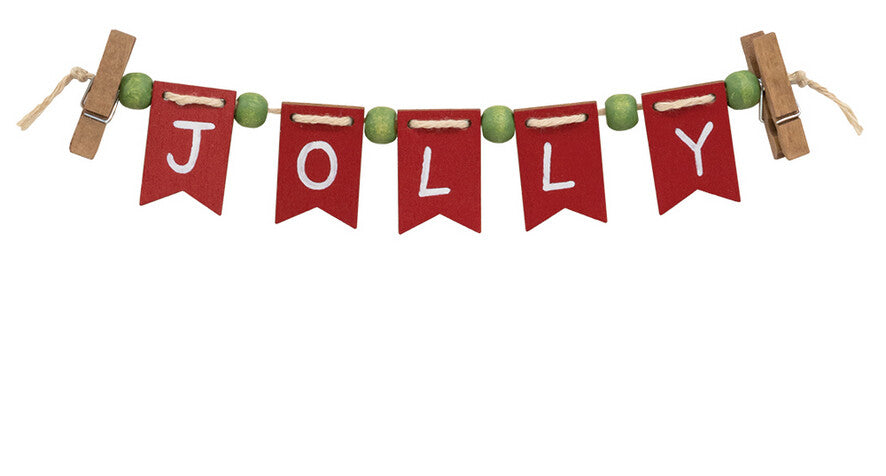CWI Christmas Decor - Jolly Tier Tray Mini Small Banner Garland Clip