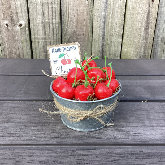 AGD Summer Decor - Hand Pick Cherry Theme Galvanized Tub Display