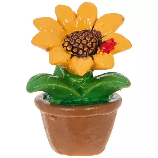 HL Craft Decor - Small Mini Resin Fairy Garden Sunflowers in Pot 6pc Set