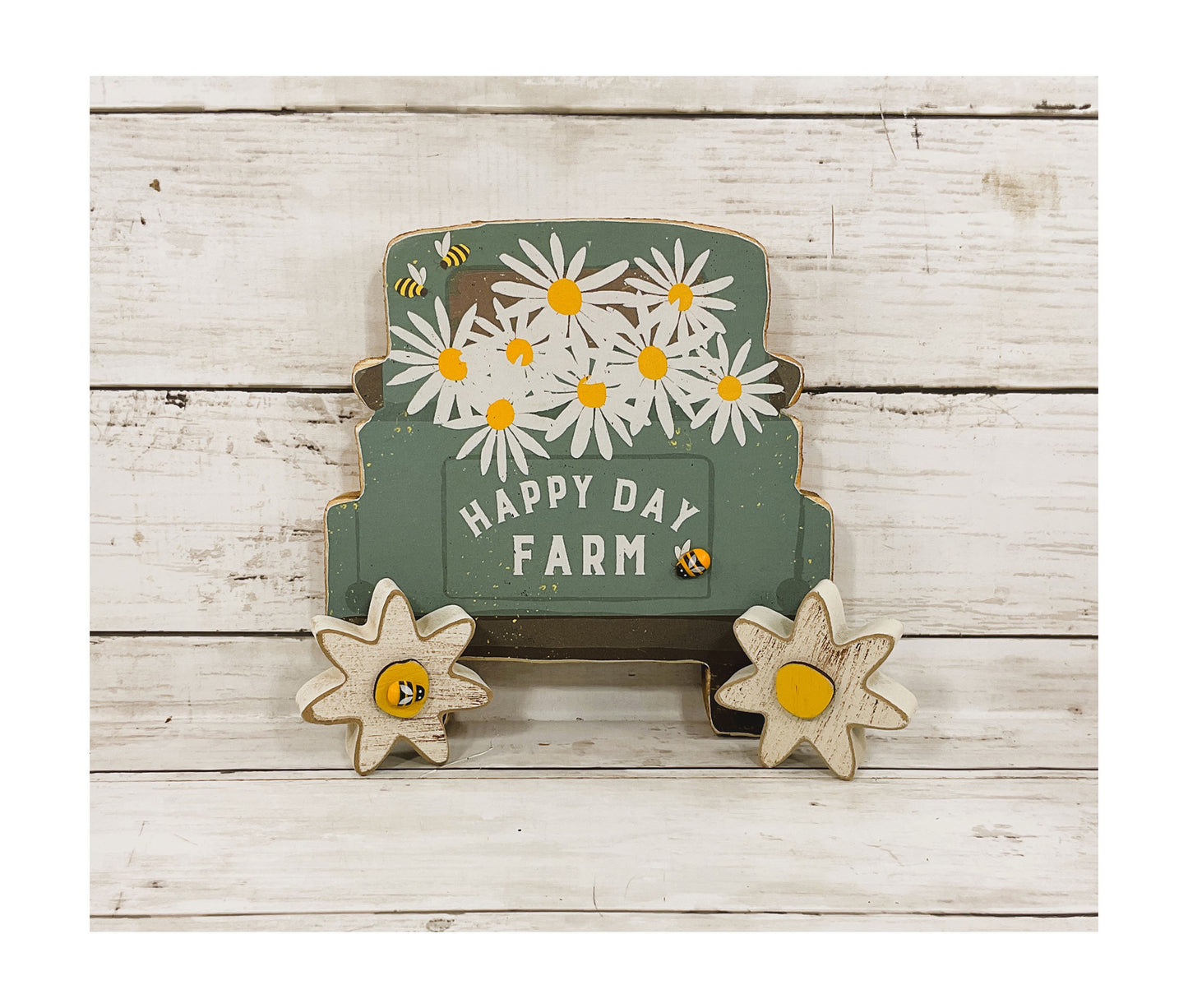 AGD Spring Decor - Happy Farm Daisy Flowers and Truck 3pc Set