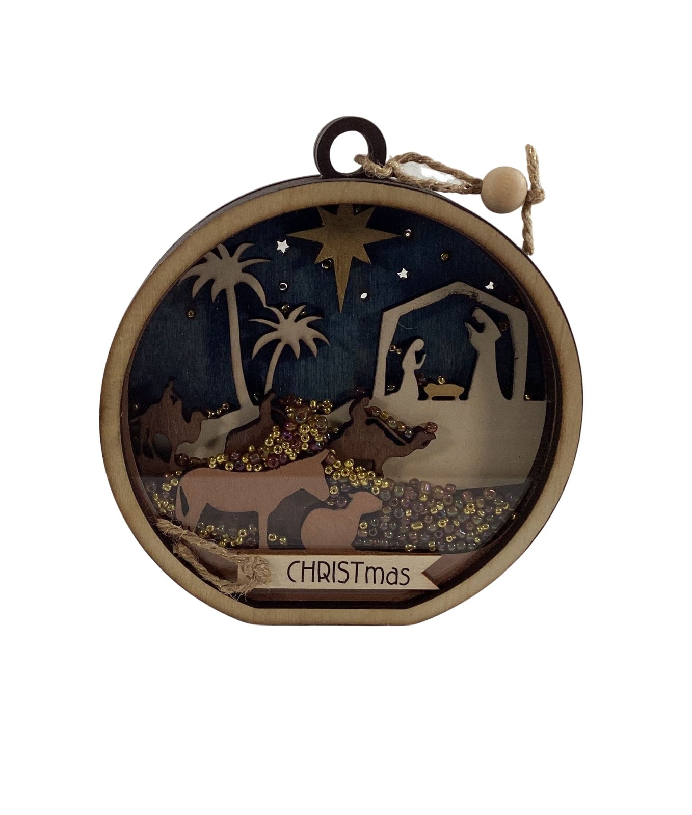 AGD Christmas Decor -  Nativity Layered Scene Chunky Wood Shaker