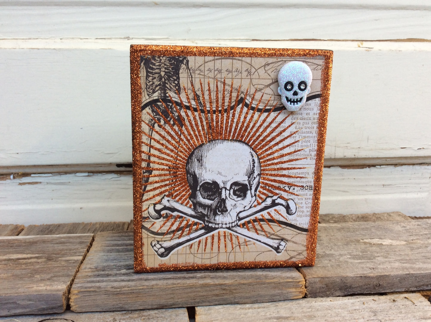 AG Designs Halloween Decor - SKELETON Cross Bones- Shadow Box
