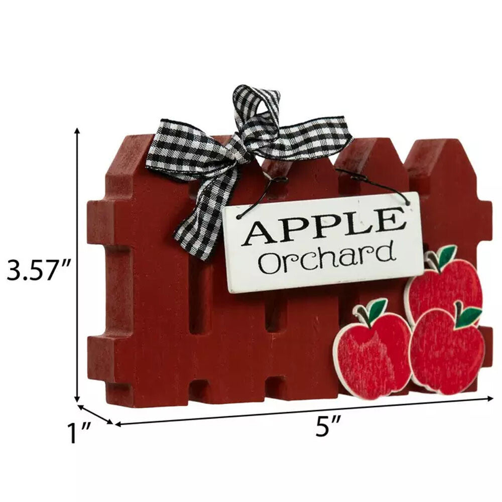 HL Fall Decor - Apple Chunky Wood Fence Tier Tray Decor