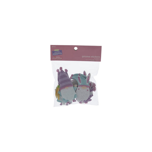 HL Easter Craft Supply - Pastel Felt Gnome Stickers 9pc Set