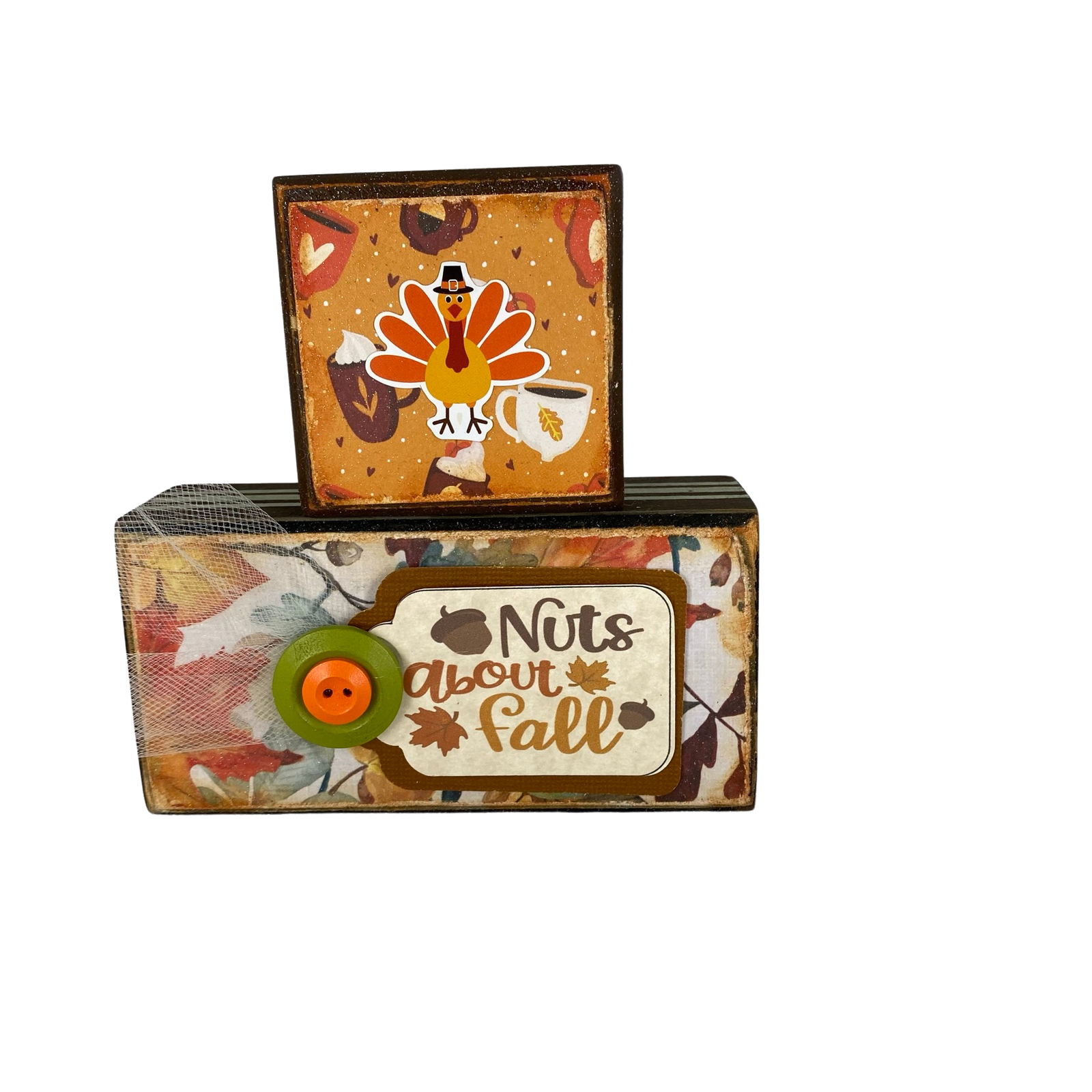 AGD Fall Decor-Whatever Spices Your Pumpkin Reversible Wood Stacking Blocks 2pc