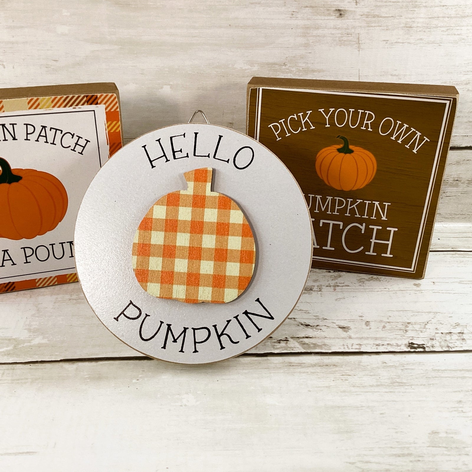 HL Fall Decor - Hello Pumpkin Patch Block Signs Tier Tray 3pc Set