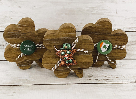 AGD St Patrick Decor - Embellished Shamrock Clovers 3pc Set