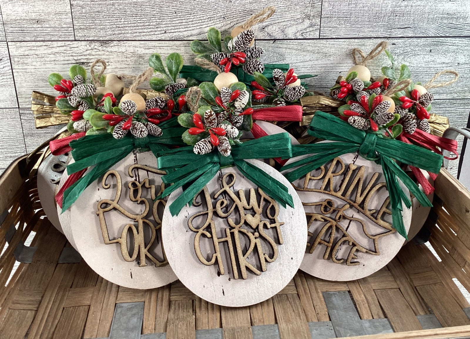 AGD Christmas Decor -  Names of God Advent Layered Wood Ornaments 12pc