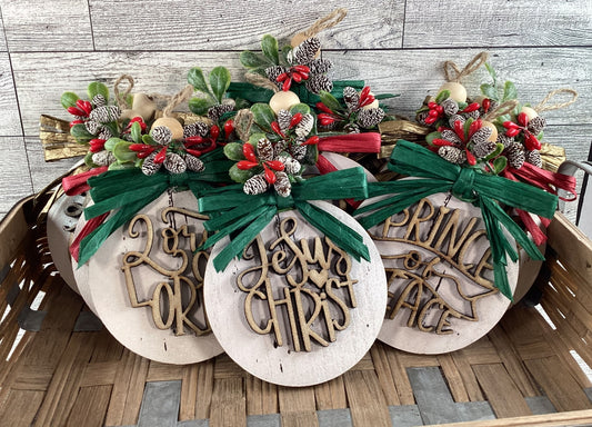 AGD Christmas Decor -  Names of God Advent Layered Wood Ornaments 12pc
