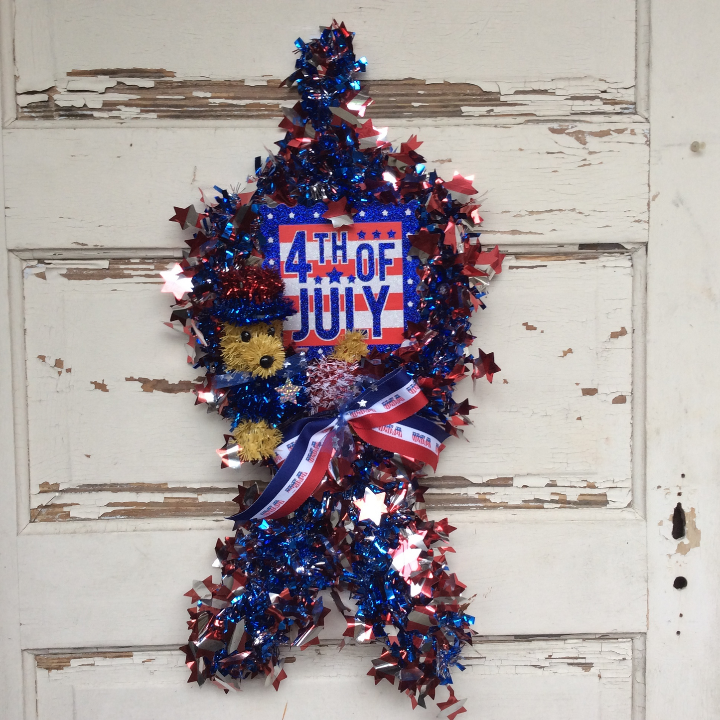 AGD Patriotic Decor - 4th of July Dog Ribbon Memorial Wreath