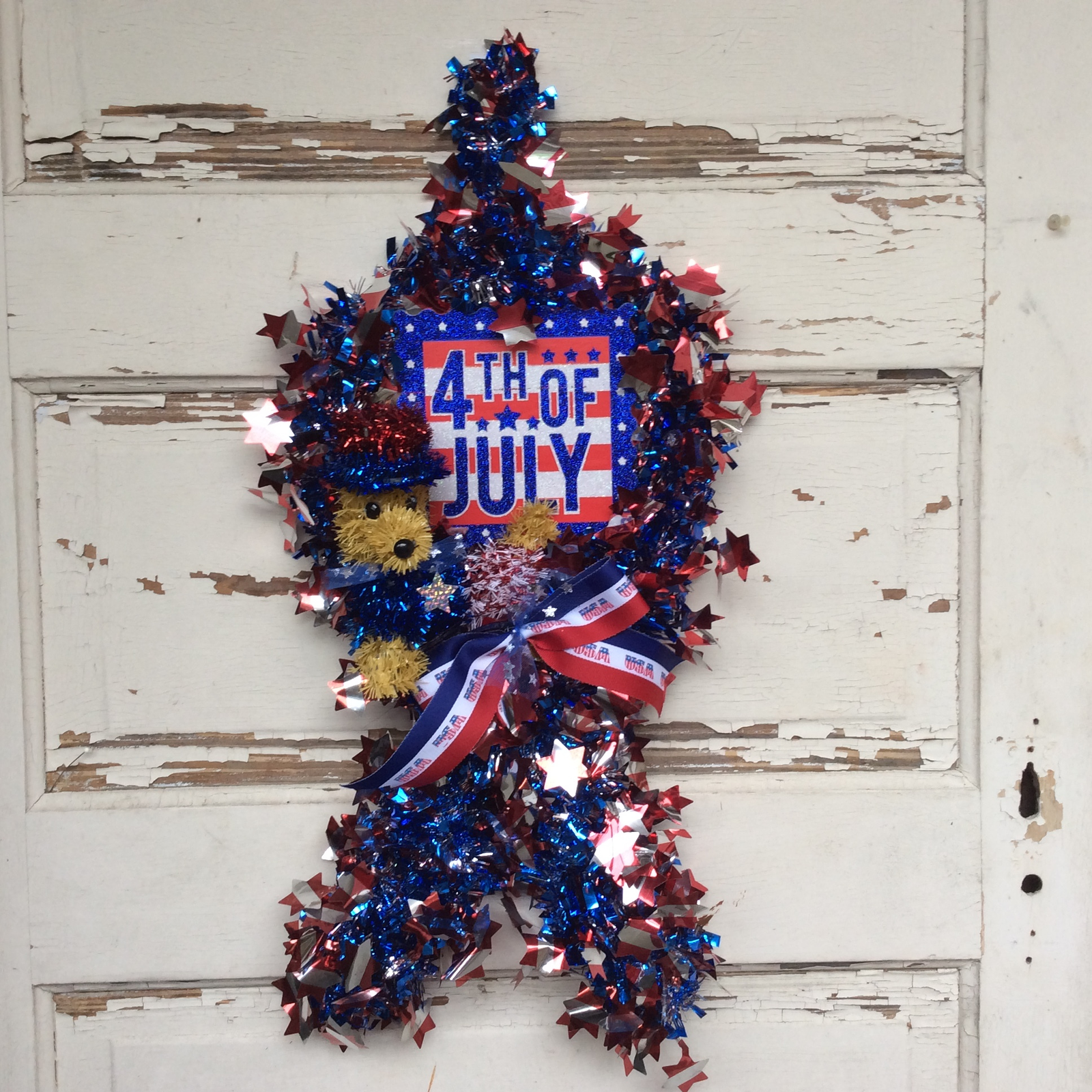 AGD Patriotic Decor - 4th of July Dog Ribbon Memorial Wreath