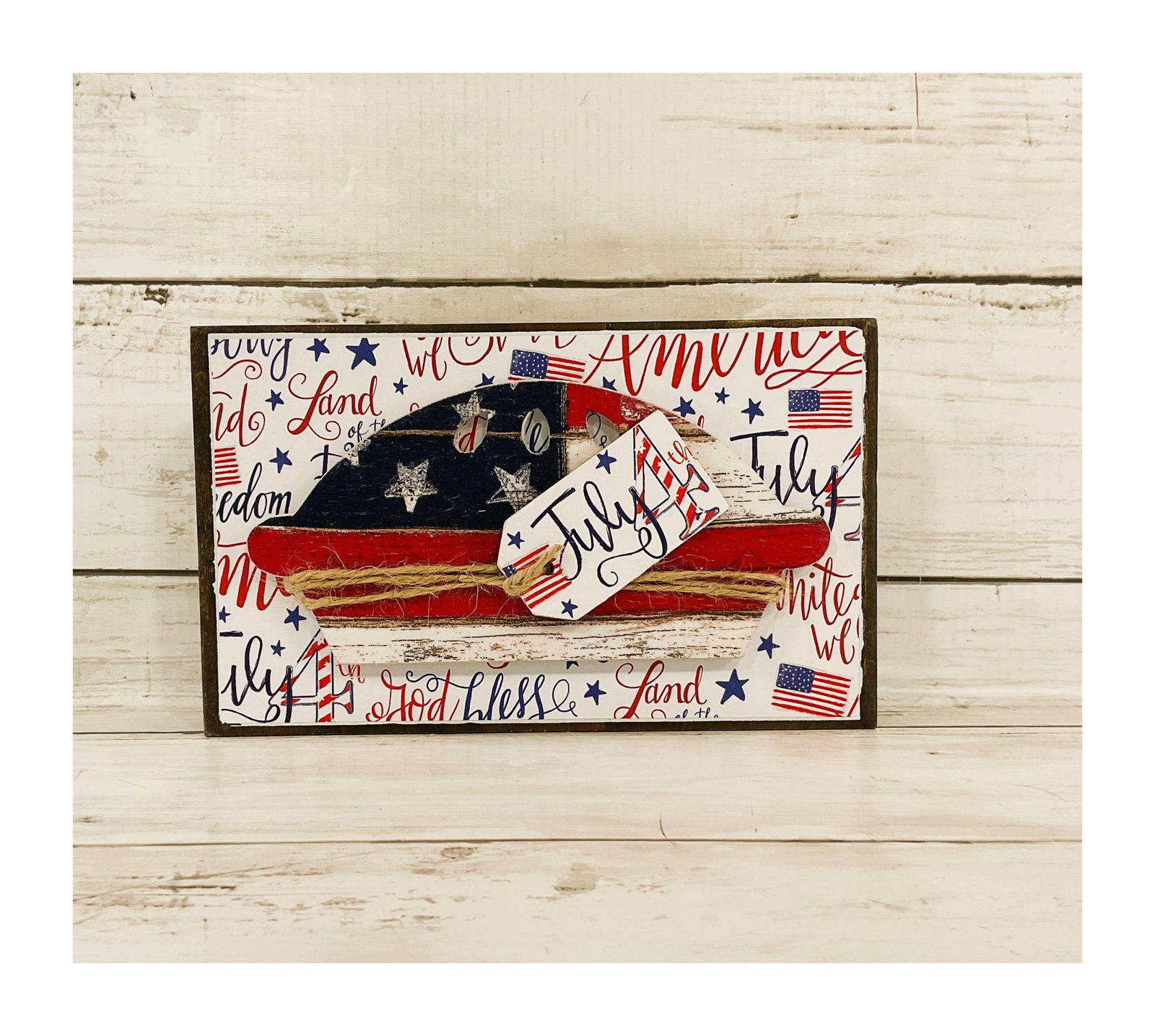 AGD Patriotic Decor- July 4th America Apple-PIe Wood Block Sign