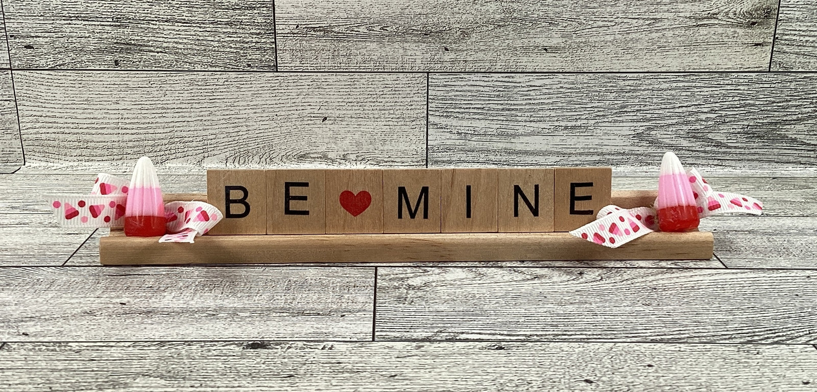 AGD Valentines Decor - Be Mine Wood Scrabble Tile Tier Tray Decor