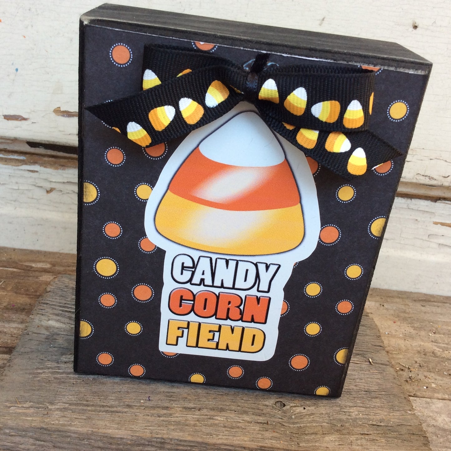 AGD Halloween Decor - Candy Corn Fiend Box Sign