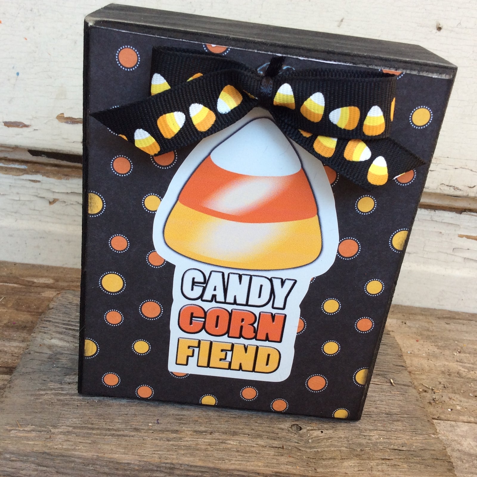 AGD Halloween Decor - Candy Corn Fiend Box Sign