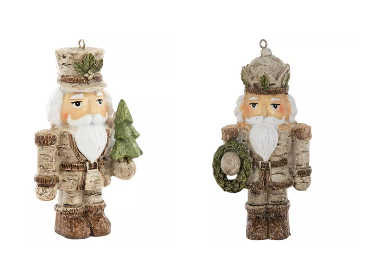 HL Christmas Decor  - Resin Woodland Nutcracker Ornaments 2pc Set