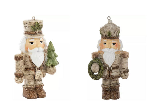 HL Christmas Decor  - Resin Woodland Nutcracker Ornaments 2pc Set