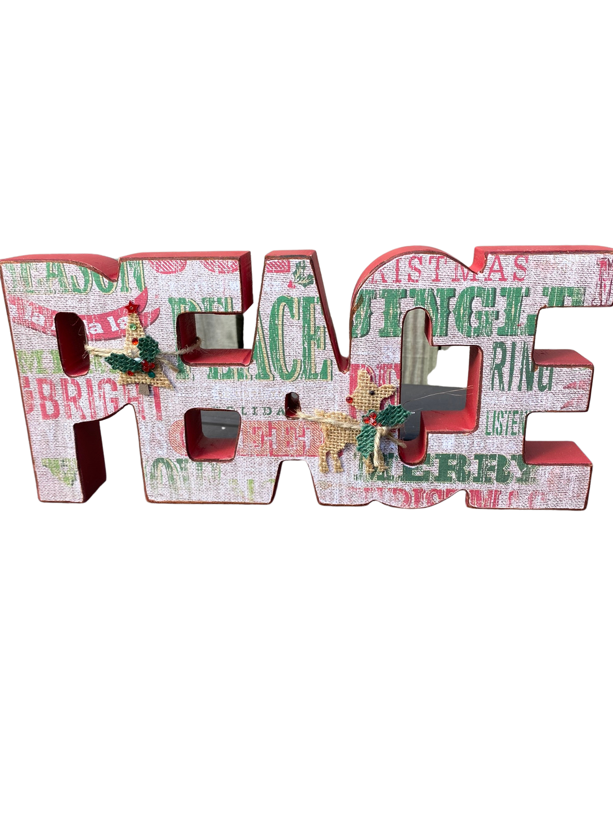 AGD Christmas Decor - Chunky Peace Joy Word Tabletop Signs 2pc Set