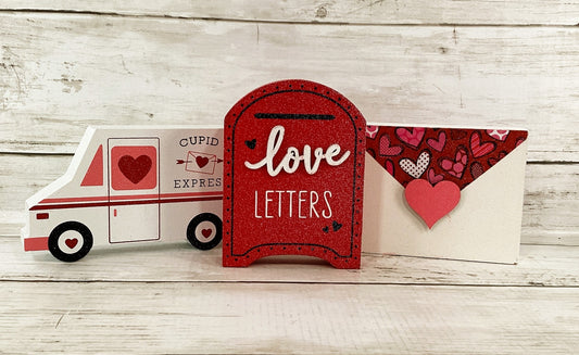 AGD Valentines Decor - Cupid Express Letter Mail Box Tier Tray 3pc