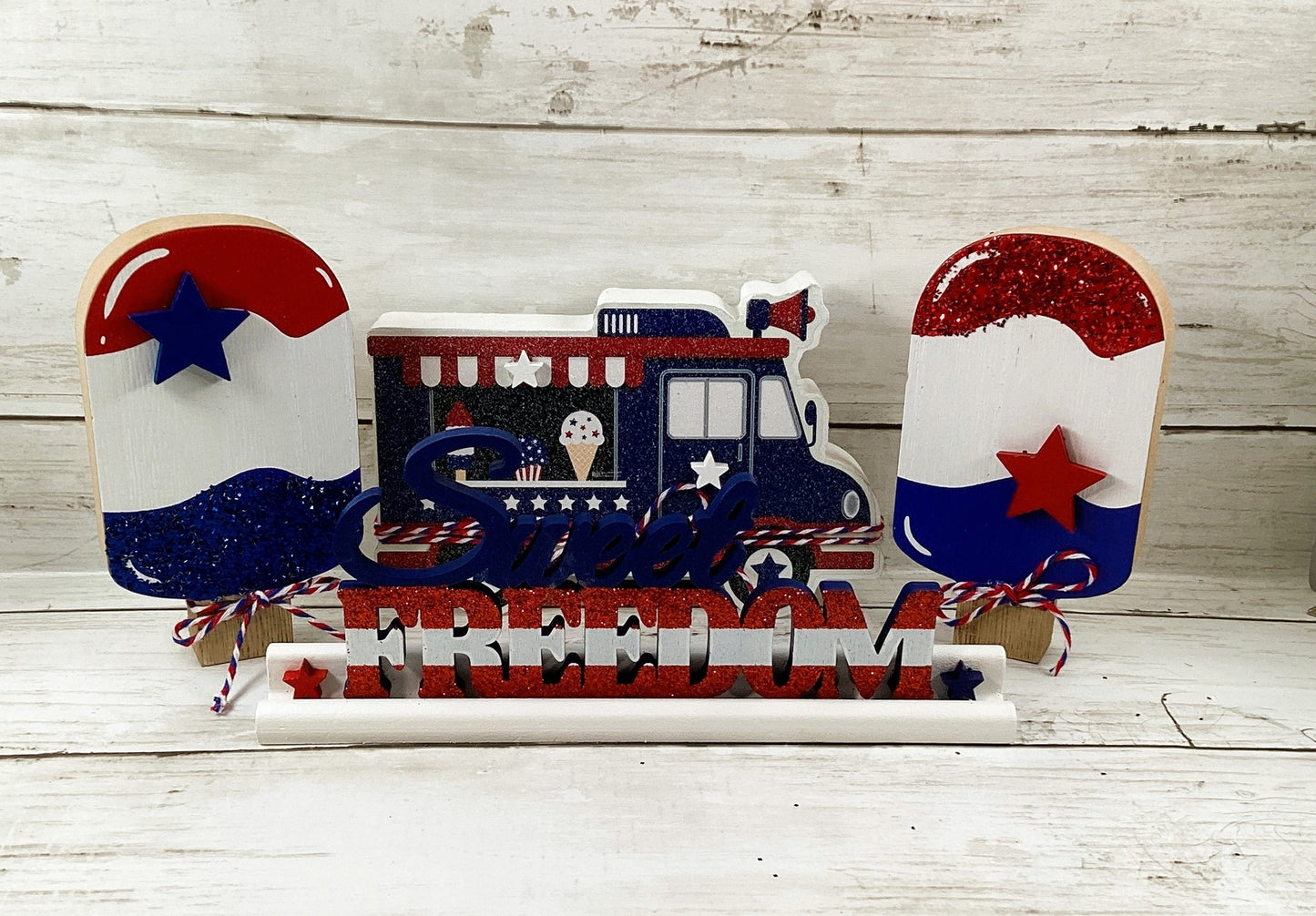 AGD Patriotic Decor - Popsicle Ice Cream Truck Sweet Freedom 4pc